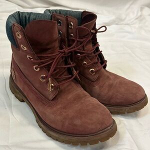 Timberland Premium 6 inch Boots Burgundy Women’s 8 Waterproof Classic Lace-up